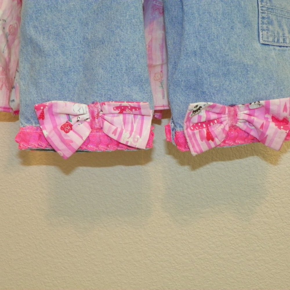 Overalls Pink Poodle Doggy Pup Denim Custom 6-12M - Picture 6 of 6